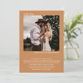 ミニマ結婚リストゴールデン・タン写真結婚の 招待状 (スタンド正面)