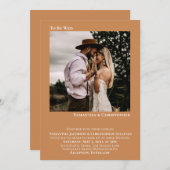 ミニマ結婚リストゴールデン・タン写真結婚の 招待状 (正面/裏面)