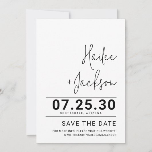 ミニマ結婚リストスタイリッシュのクシンプルリアはっきりしたン セーブザデート (正面)