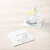 ミニマ結婚リストタイポグラフィエレガント スクエアペーパーコースター (インサイチュ)