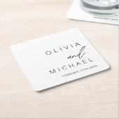 ミニマ結婚リストタイポグラフィエレガント スクエアペーパーコースター (アングル)