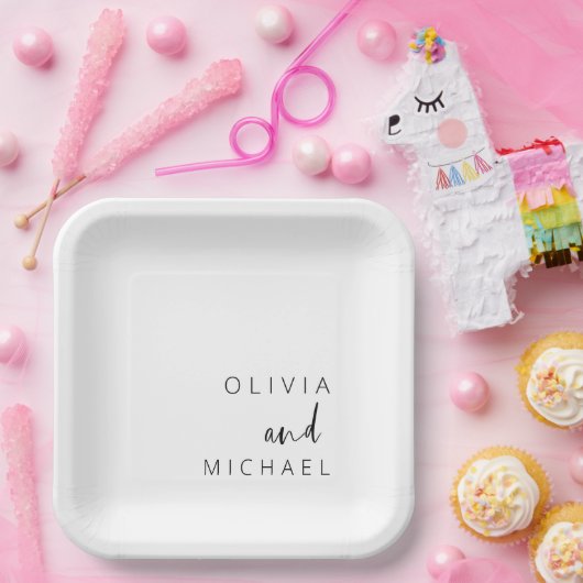 ミニマ結婚リストタイポグラフィエレガント ペーパープレート (パーティー)