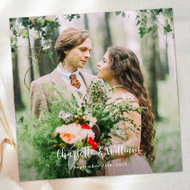 ミニマ結婚リストパーソナライズされたのシンプル写真 サンキューカード