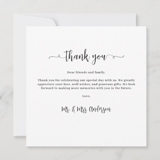 ミニマ結婚リストパーソナライズされたのシンプル写真 サンキューカード (裏面)