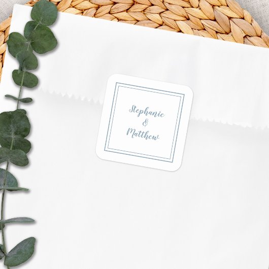 ミニマ結婚リストモダンのThanks You Dusty Blue スクエアシール