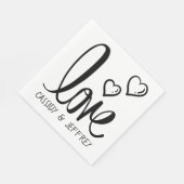 ミニマ結婚リストラブハート白黒ブライダル スタンダードランチョンナプキン (角)