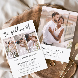 ミニマ結婚リスト写真コラージュのシンプル 招待状