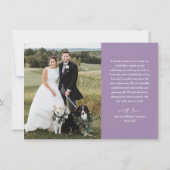 ミニマ結婚リスト常に永遠の紫 サンキューカード (裏面)