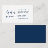 ミニマ結婚リスト海軍のディスプレモダンイシャワー エンクロージャーカード (正面/裏面)