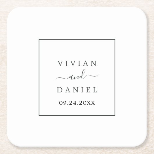 ミニマ結婚リスト スクエアペーパーコースター (正面)