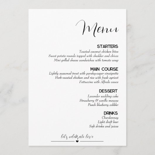 ミニマ結婚リスト メニュー (正面)