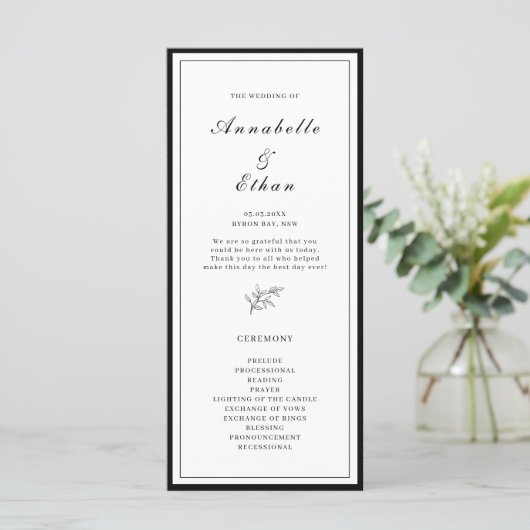 ミニマ縁どリストの結婚葉の式プログラム (スタンド正面)