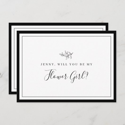 ミニマ縁どリストリーフフラワーガール提案カード サンキューカード (正面/裏面)