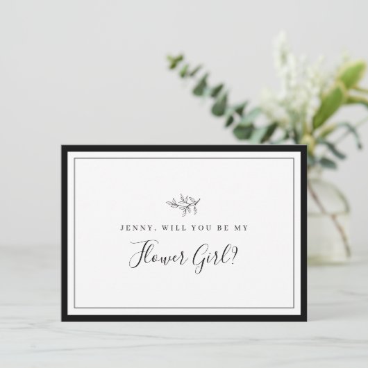 ミニマ縁どリストリーフフラワーガール提案カード サンキューカード (スタンド正面)