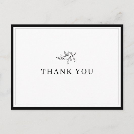 ミニマ縁どルの葉の感謝してい葉の葉書 インビテーションポストカード (正面)