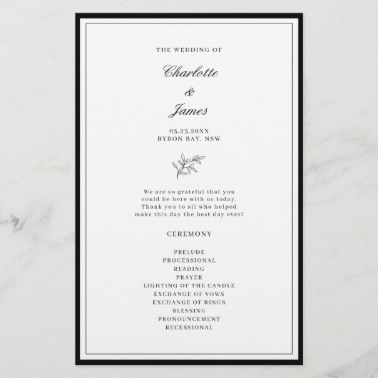 ミニマ縁どルリーフ結婚の式プログラム (正面)