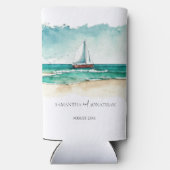 ミニマ航海のリスト水彩船クルーズウェディング スリム缶クーラー (裏面)