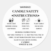 ミニマ警告リストの蝋燭 |白黒モダン ラウンドシール (正面)