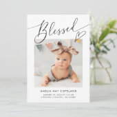 ミニマ賛美リストハートベビー写真誕生 案内状 (スタンド正面)