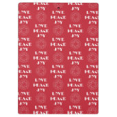 ミニマ赤と白リストの愛、平和、喜び クリップボード (裏面)