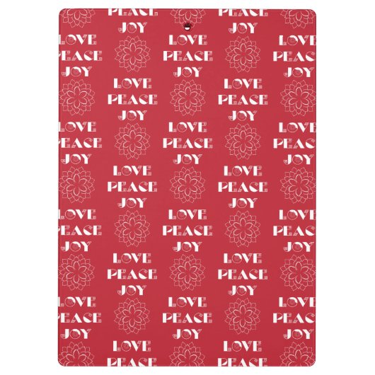 ミニマ赤と白リストの愛、平和、喜び クリップボード (裏面)