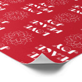 ミニマ赤と白リストの愛、平和、喜び ポスター (角)