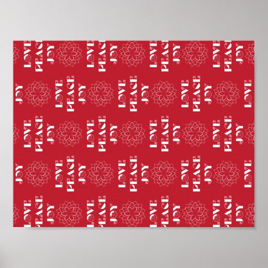 ミニマ赤と白リストの愛、平和、喜び ポスター (正面)