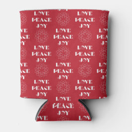 ミニマ赤と白リストの愛、平和、喜び 缶クーラー