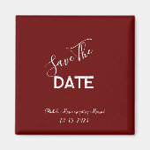 ミニマ赤と白リストの結婚式の日付を保存 マグネット (正面)