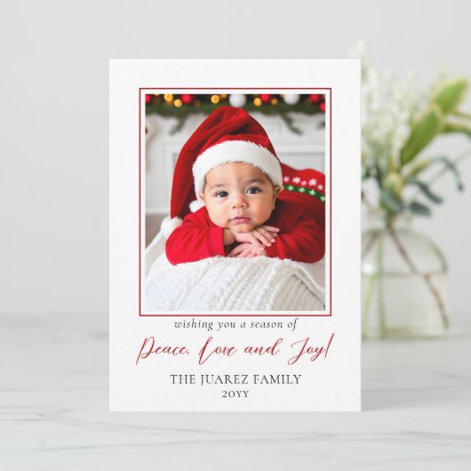 ミニマ赤と白リスト写真平和の愛と喜び シーズンカード (スタンド正面)