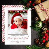 ミニマ赤と白リスト写真平和の愛と喜び シーズンカード