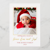 ミニマ赤と白リスト写真平和の愛と喜び 箔シーズンカード (正面)