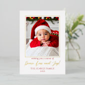 ミニマ赤と白リスト写真平和の愛と喜び 箔シーズンカード (立ち正面)