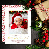 ミニマ赤と白リスト写真平和の愛と喜び 箔シーズンカード