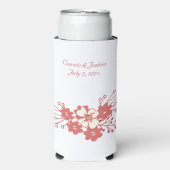 ミニマ赤と白リスト結婚の花 スリム缶クーラー (Seltzer正面)