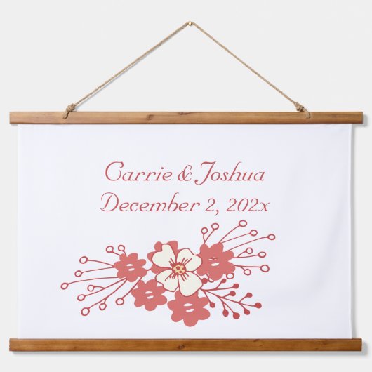 ミニマ赤と白リスト結婚の花 吊り下げ型タペストリー (正面)