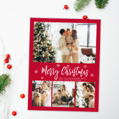 ミニマ赤と白リスト4フォトコラージクリスマス ポストカード