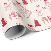 ミニマ赤と白ル日本の芸者贈り物 ラッピングペーパー (ロールコーナー)