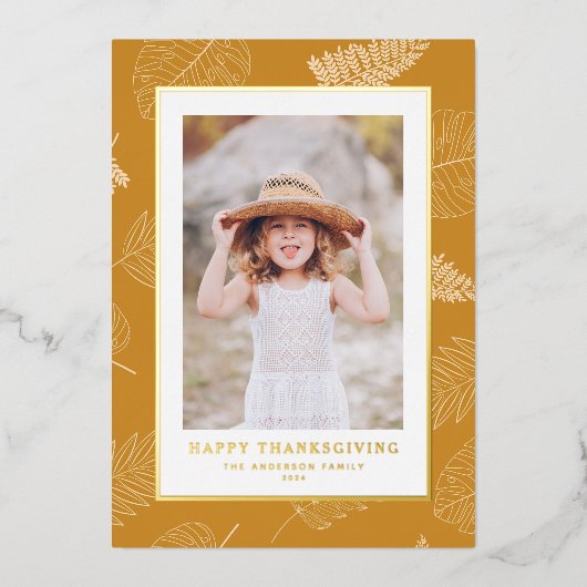 ミニマ離れリストパターHappy Thanksgiving写真 箔シーズンカード (正面)