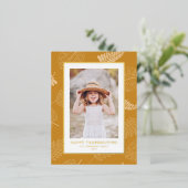 ミニマ離れリストパターHappy Thanksgiving写真 箔シーズンポストカード (立ち正面)