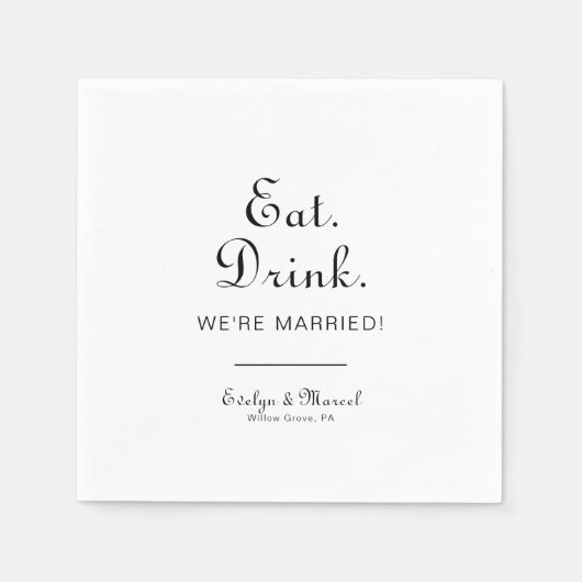 ミニマ食べリストのドリンク私たちは結婚したの スタンダードカクテルナプキン (正面)