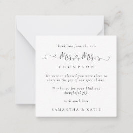 ミニミセス・ミセス・リングや輪・レズ結婚ビア感謝していズ ノートカード