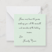 ミニミントグリーンポインセティシクリスマス ノートカード (裏面)