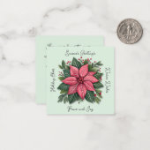 ミニミントグリーンポインセティシクリスマス ノートカード (正面/裏面インサイチュ)