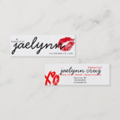 ミニメイクアップアーティストの名刺レッドxoxo lips スキニー名刺 (正面/裏面)