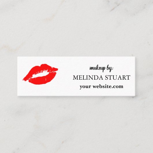 ミニメイクモダンアップアーティストの赤い唇 スキニー名刺 (正面)