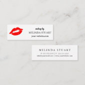 ミニメイクモダンアップアーティストの赤い唇 スキニー名刺 (正面/裏面)