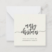 ミニメリークリスマススクモダンリエレガントプトアイボリー ノートカード (正面)
