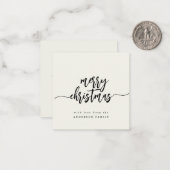ミニメリークリスマススクモダンリエレガントプトアイボリー ノートカード (正面/裏面インサイチュ)