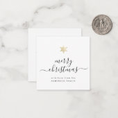 ミニメリークリスマススクリプトエレガント金ゴールドスノーフレーク ノートカード (正面/裏面インサイチュ)